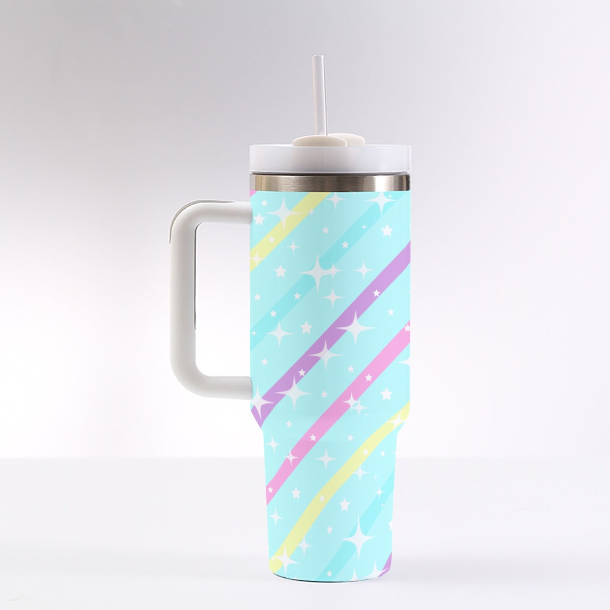 Sparkle Stars Blue 40 oz Tumbler With Handle