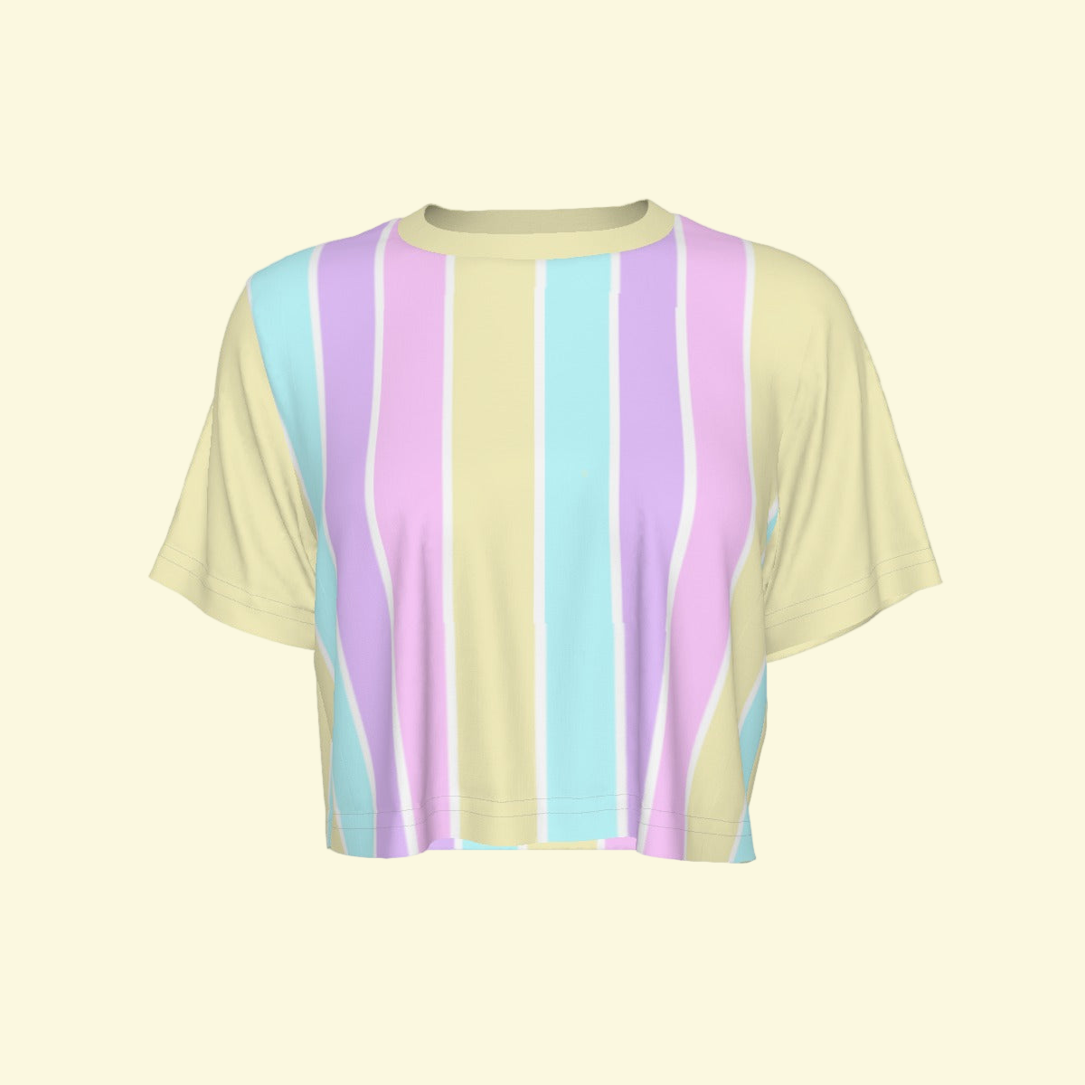 Pastel Stripes Yellow Crop Top T-Shirt