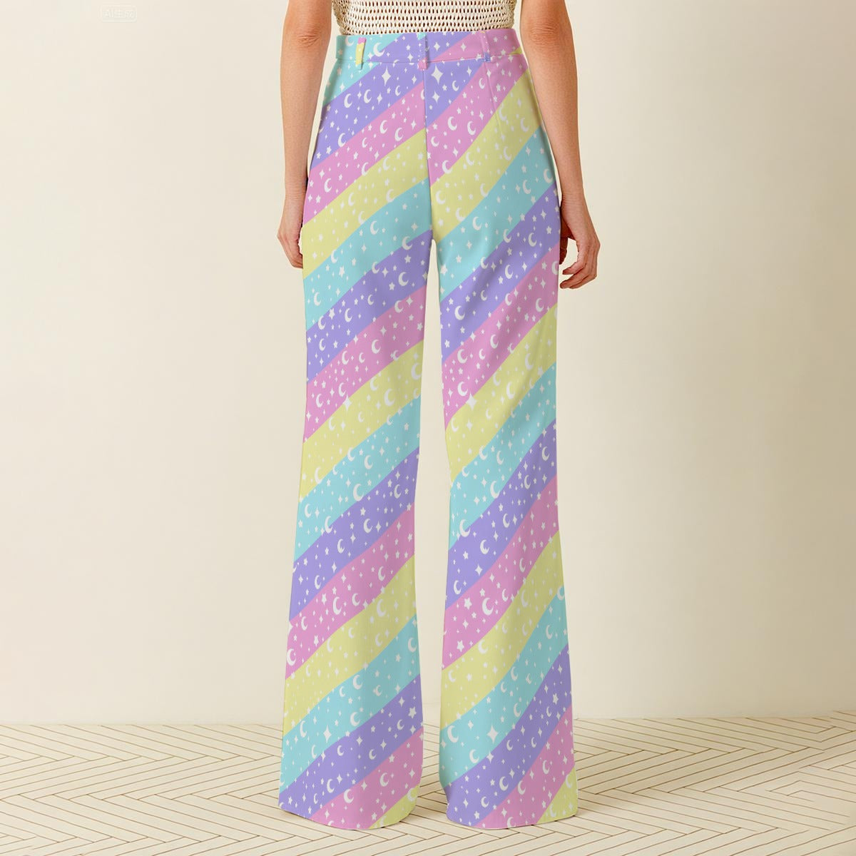 Cosmic Rainbow Women's Wide Leg Denim Pants