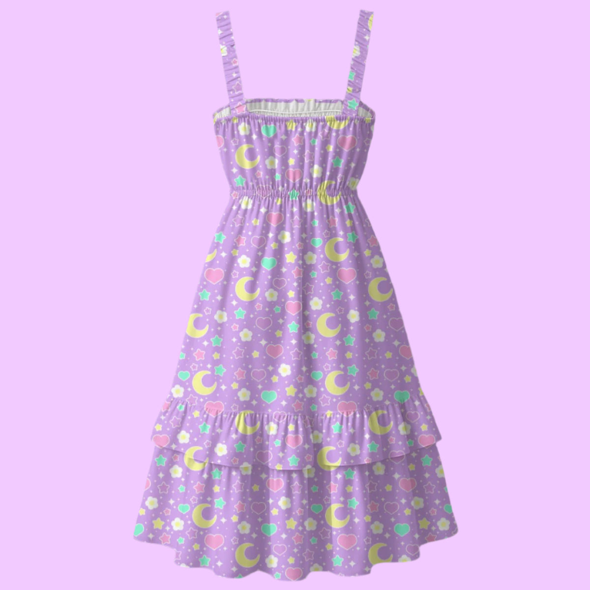 Magical Spring Purple Sleeveless Square Neck Ruffle Hem Midi Dress