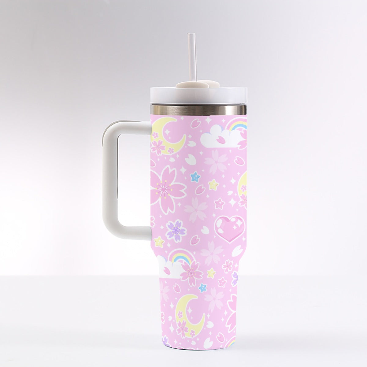 Cherry Blossom Dreams Pink 40 oz Tumbler With Handle