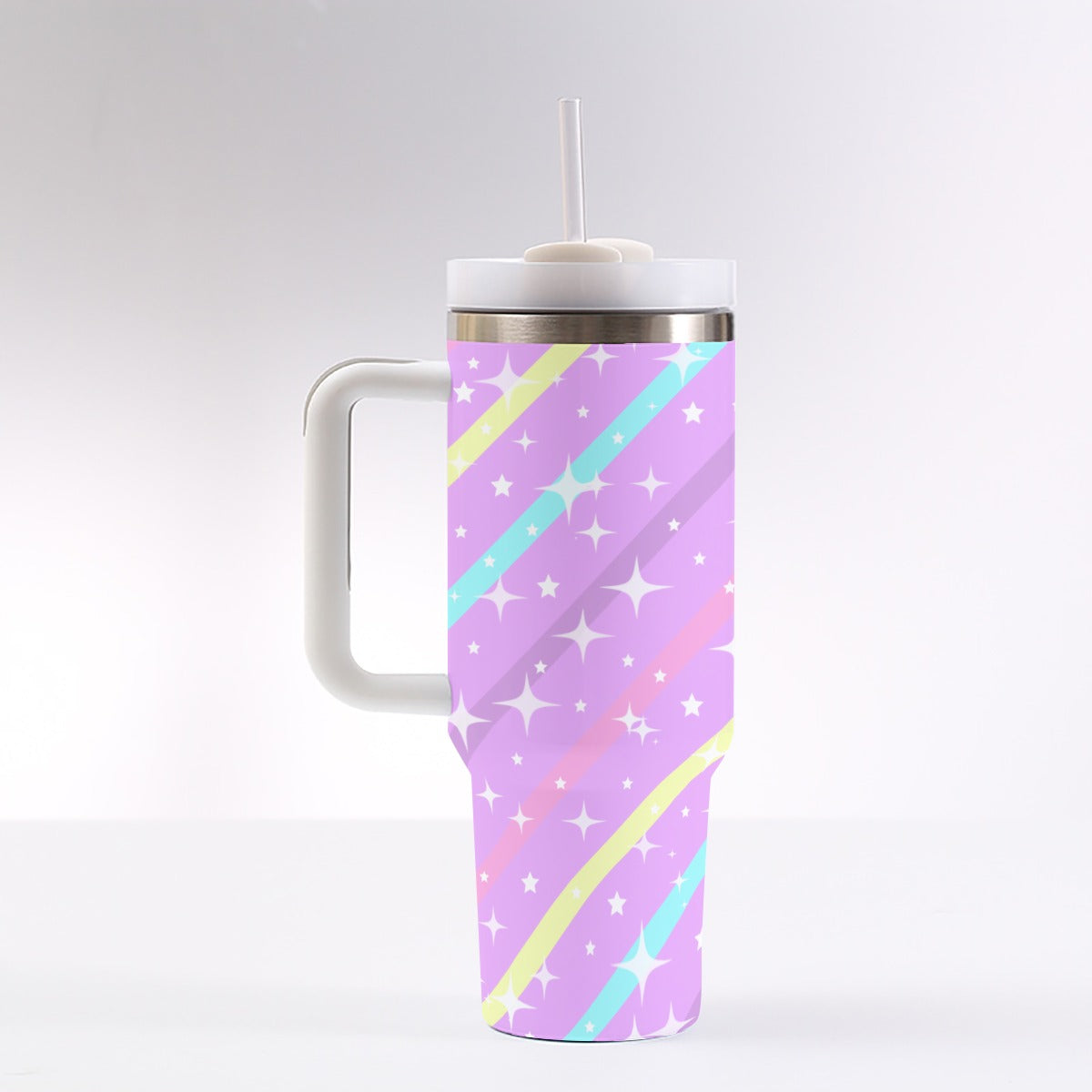 Sparkle Stars Purple 40 oz Tumbler With Handle
