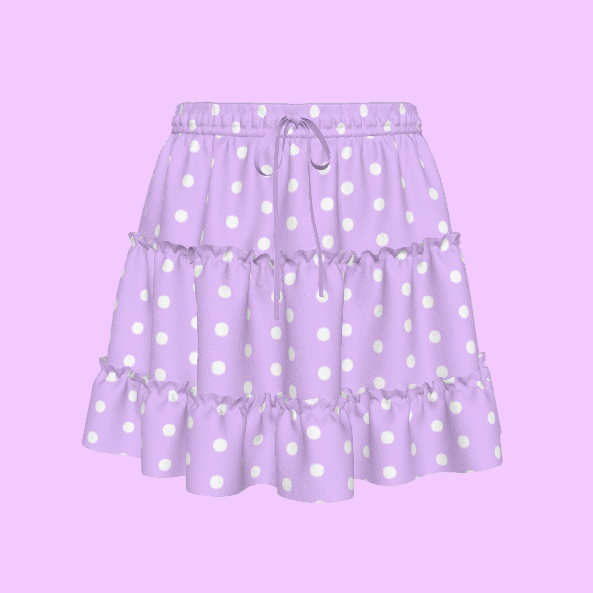 Cutie Polka Dots Purple Waist Tie Tiered Ruffle Mini Skirt