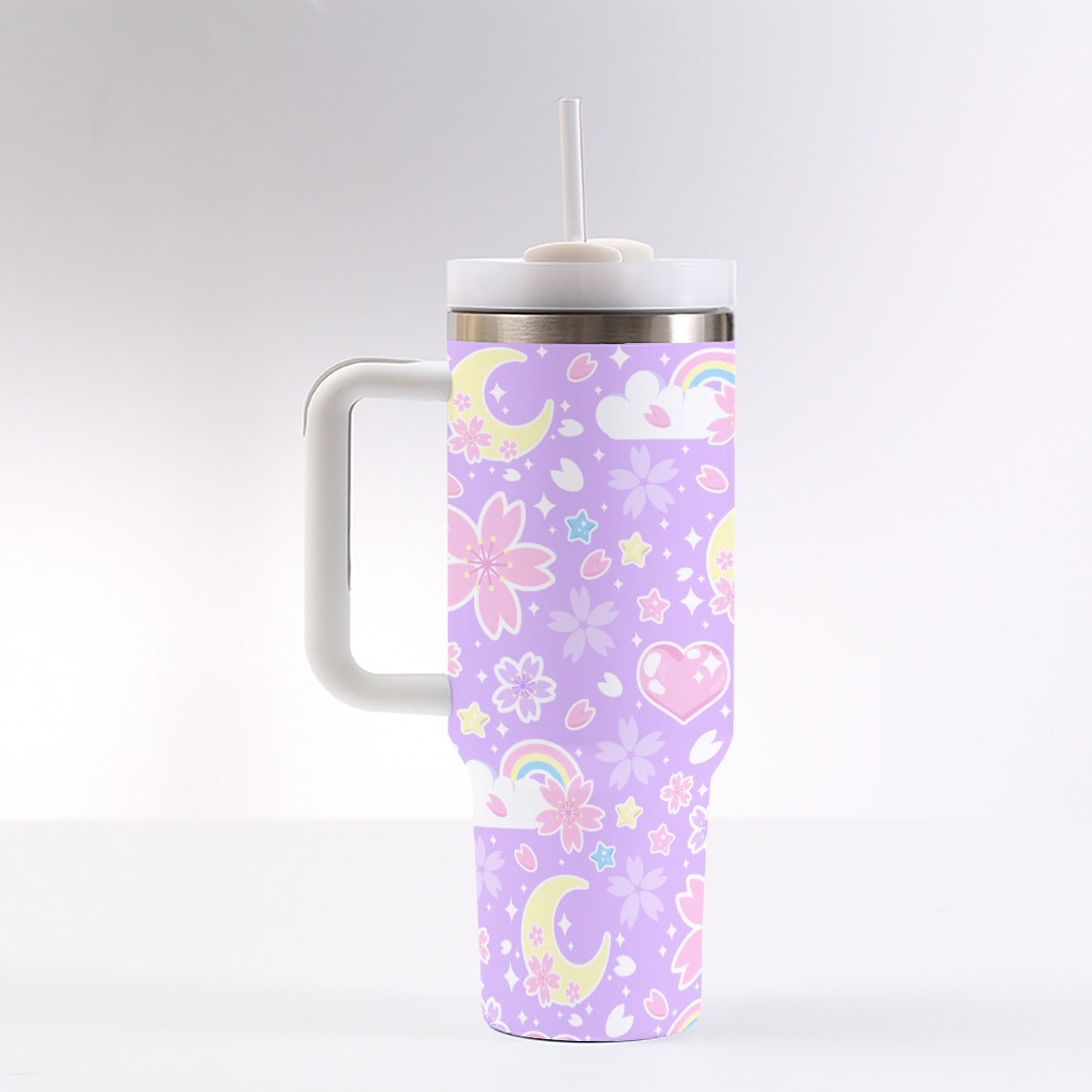 Cherry Blossom Dreams Purple 40 oz Tumbler With Handle