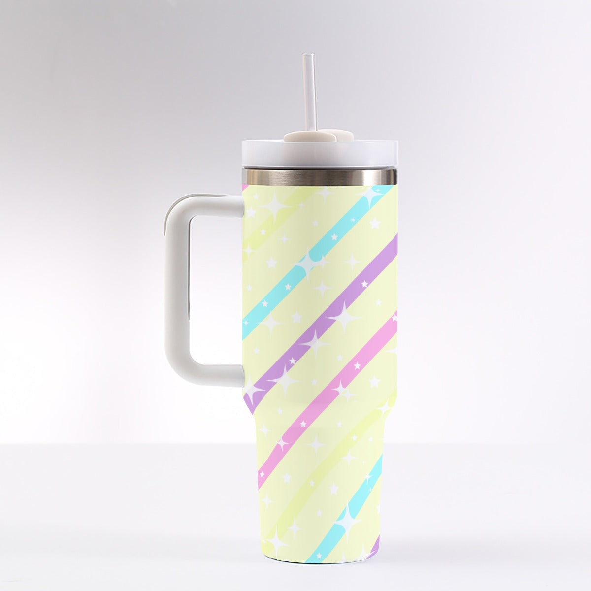 Sparkle Stars Yellow 40 oz Tumbler With Handle