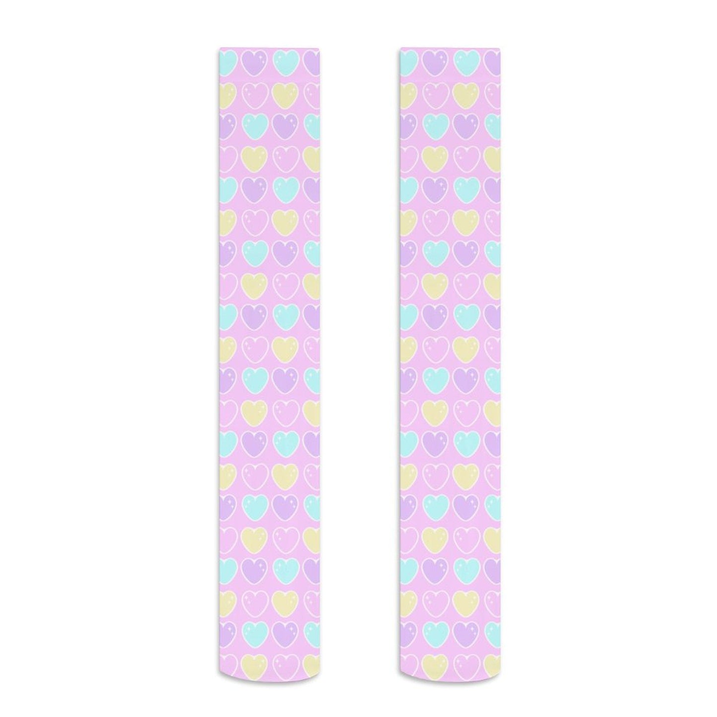 Sweet Love Hearts Over Knee Stocking Socks (Pink)