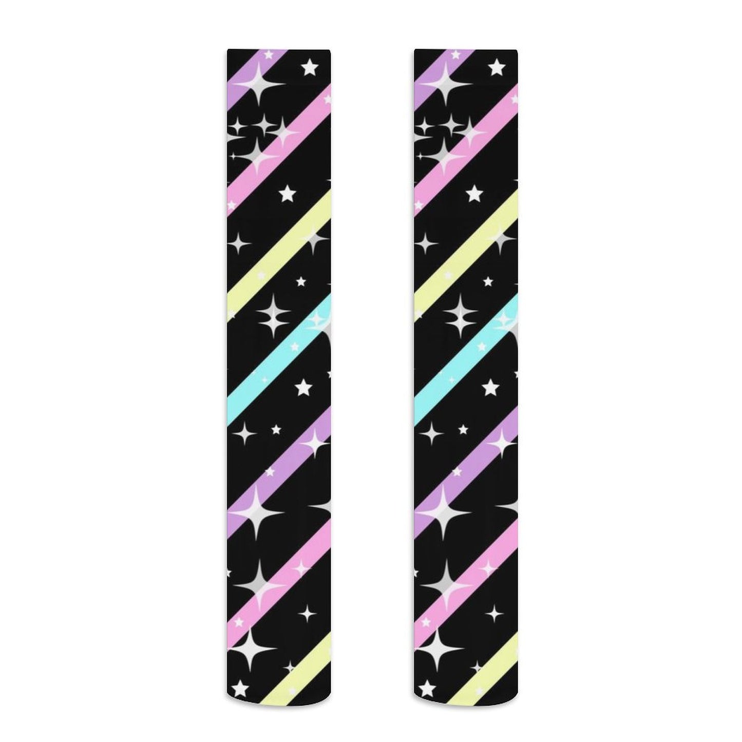 Sparkle Stars Over Knee Stocking Socks (Black)