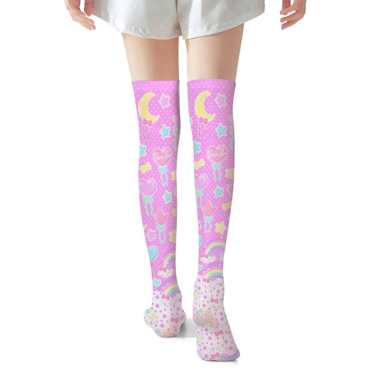 Pastel Party Over Knee Stocking Socks (Pink)
