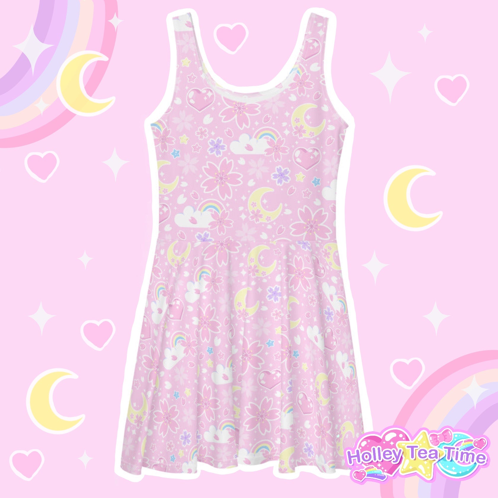 cherry blossom skater dress Sakura Spring Cherry Blossom White Sleeveless Fit and Flare Skater Dress