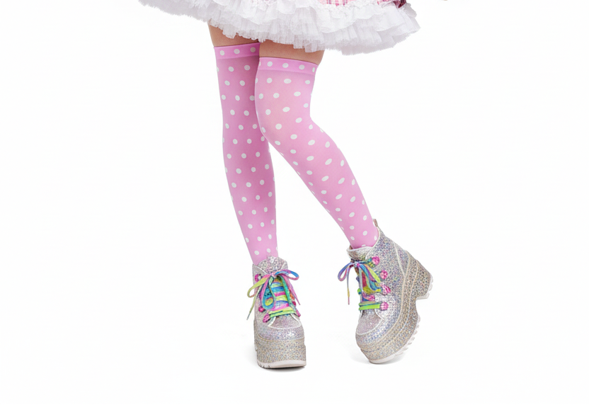 cute polka dot over the knee socks kawaii pink