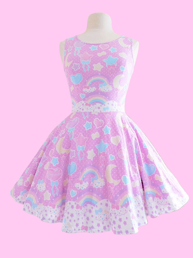 strapless open back dress Pastel Party Skater Dress (Pink) – Holley Tea Time
