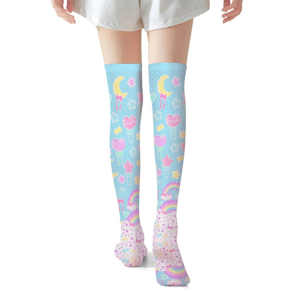 Pastel Party Over Knee Stocking Socks (Blue)