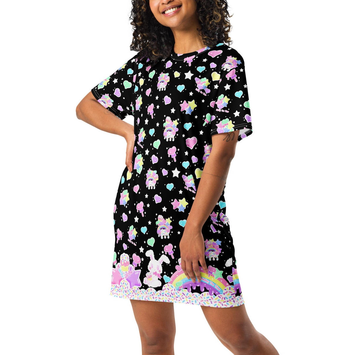 Rainbow Sweets T-shirt Dress (Black) Holley Tea Time Rainbow Sweets T-shirt Dress (Black) Holley Tea Time
