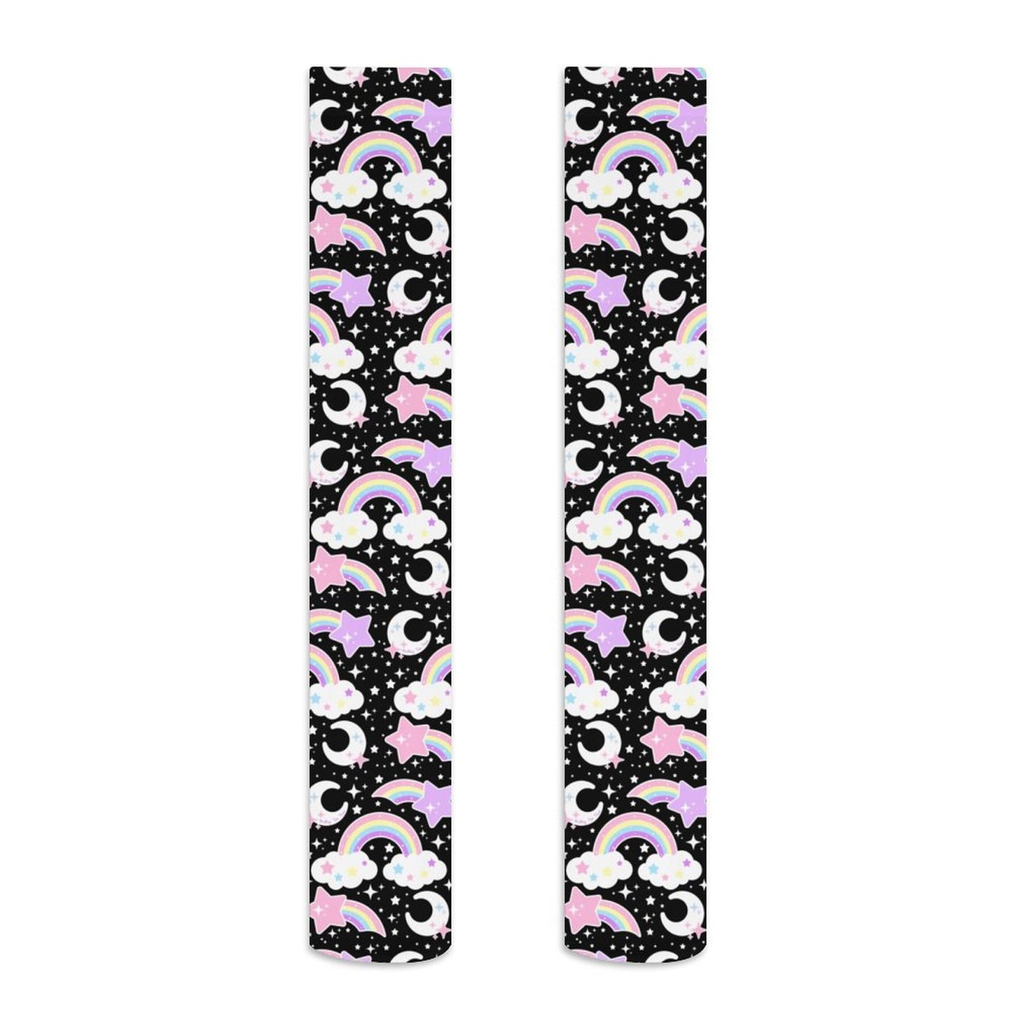 Dreamy Rainbow Over Knee Stocking Socks (Black)