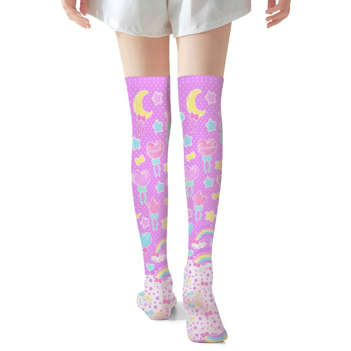 Pastel Party Over Knee Stocking Socks (Lavender)