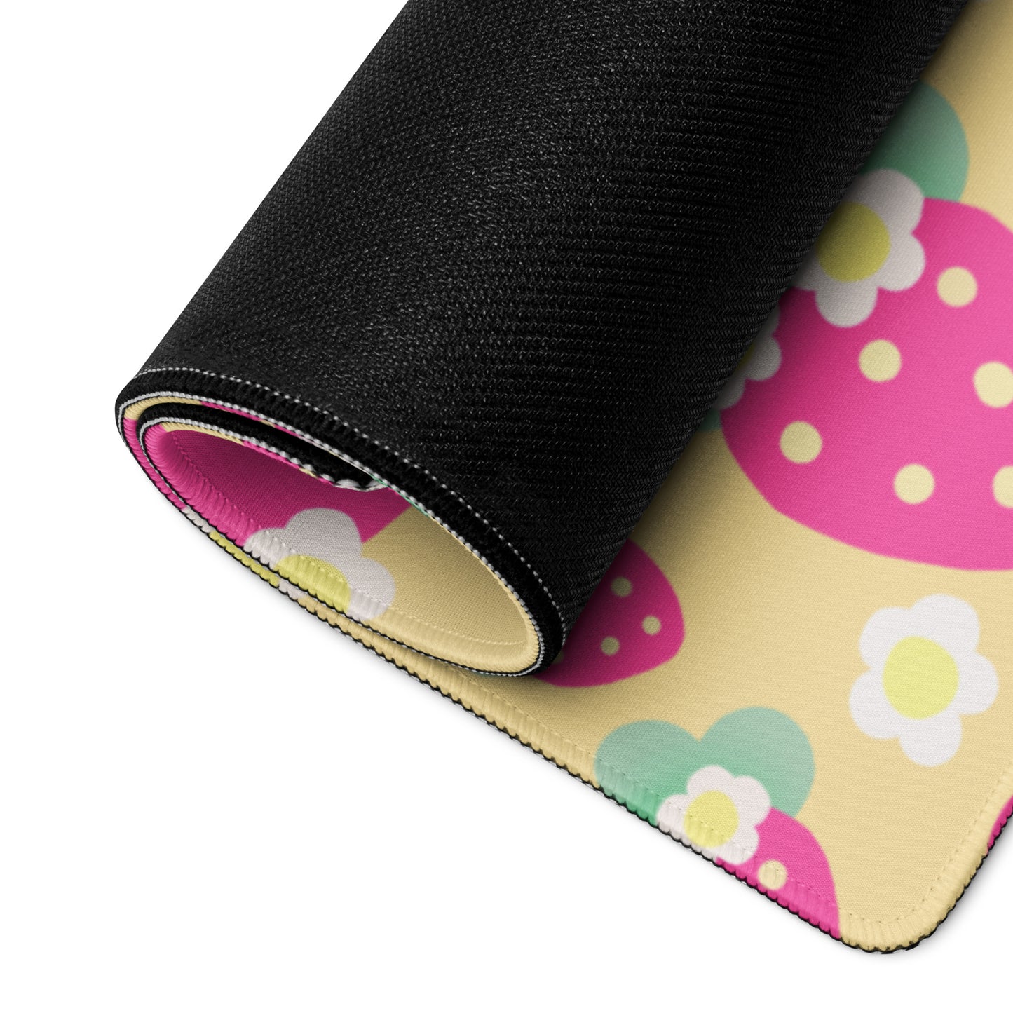 Strawberry Cutie Desk Mat Gaming Mouse Pad (Fruity Berry Yellow)