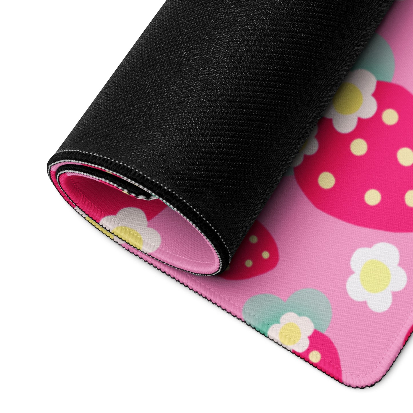 Strawberry Cutie Desk Mat Gaming Mouse Pad (Soda Pop Fruity Berry Pink)