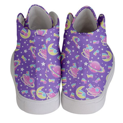 Saturn's Wish Purple women's hi-top sneakers [made to order]
