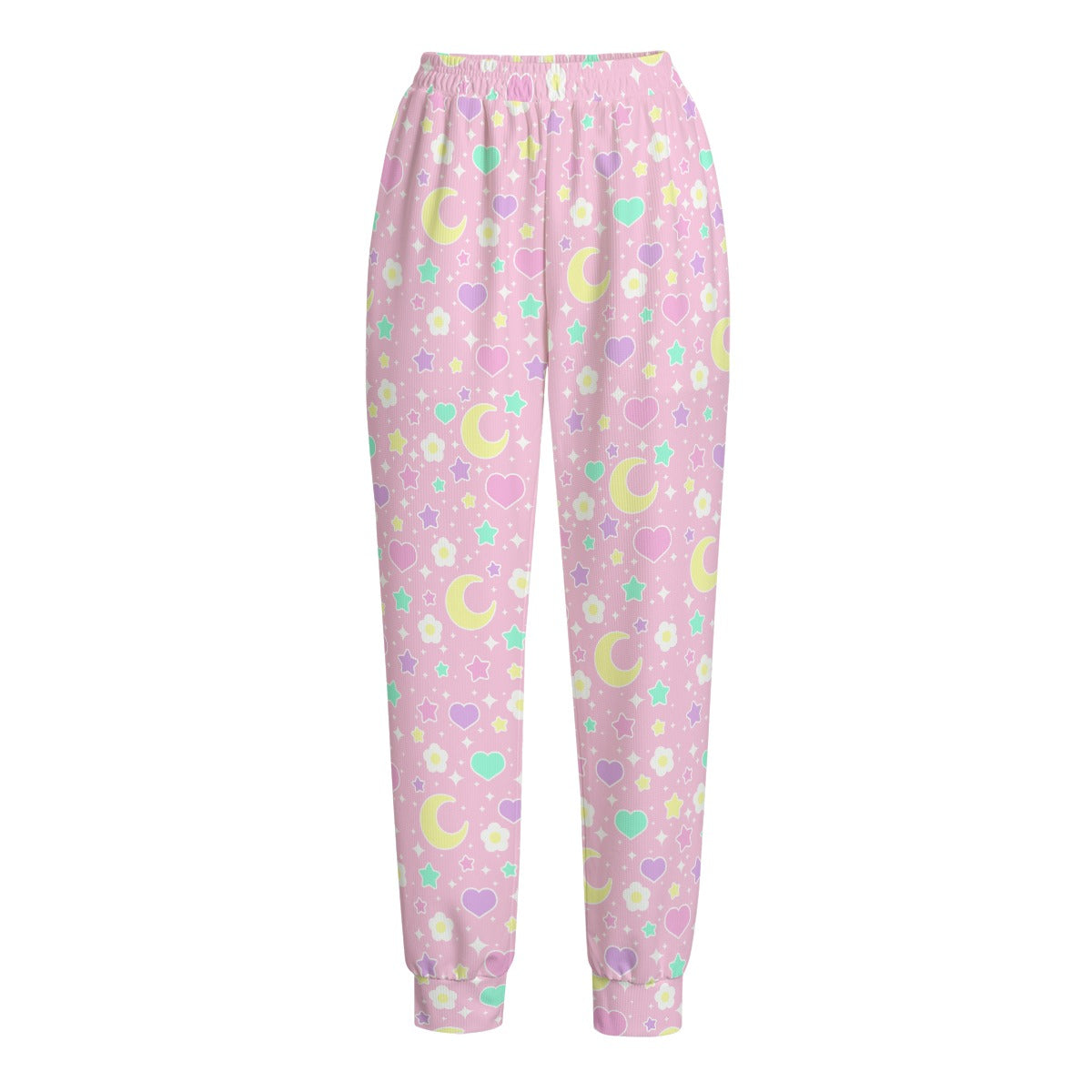 Magical Spring Women's High Waisted Polly Waffle Sweatpants (Pink)