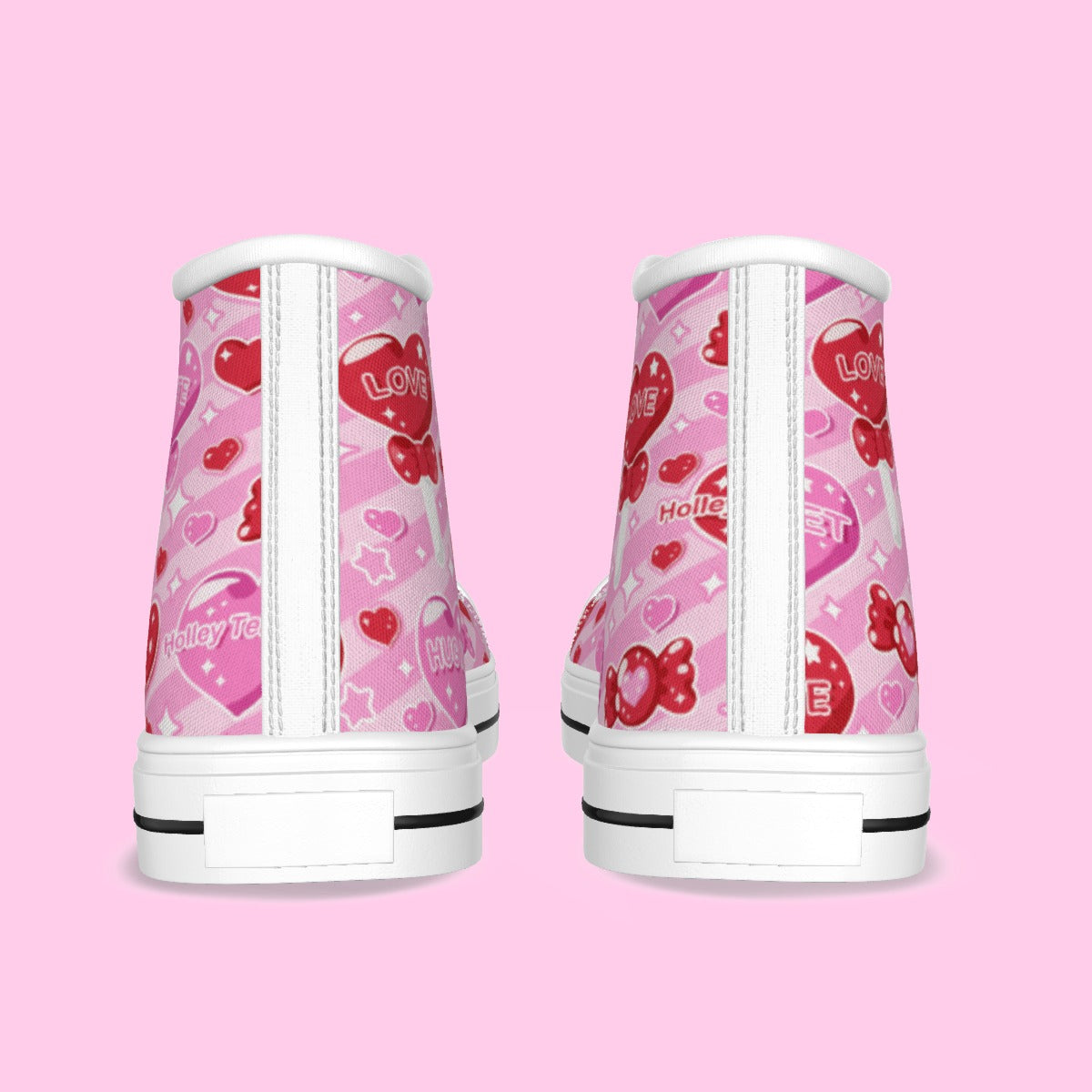Candy Love Hearts (Red Cutie) Women's High Top Cutie Canvas Shoes