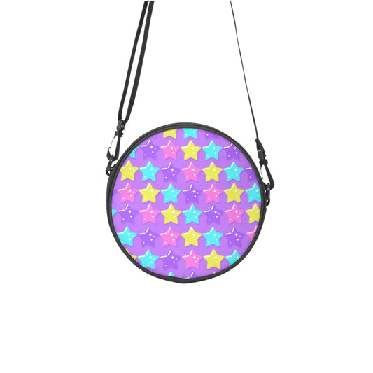 Electric Star Wave Purple Circle Crossbody Bag