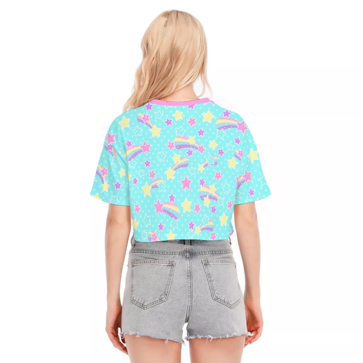 Starry Party Blue Cotton Crop Top