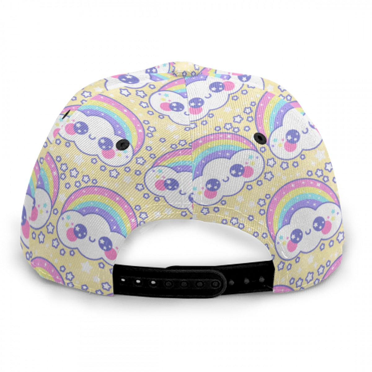 Happy Rainbow Cloud Yellow Baseball Cap With Flat Brim