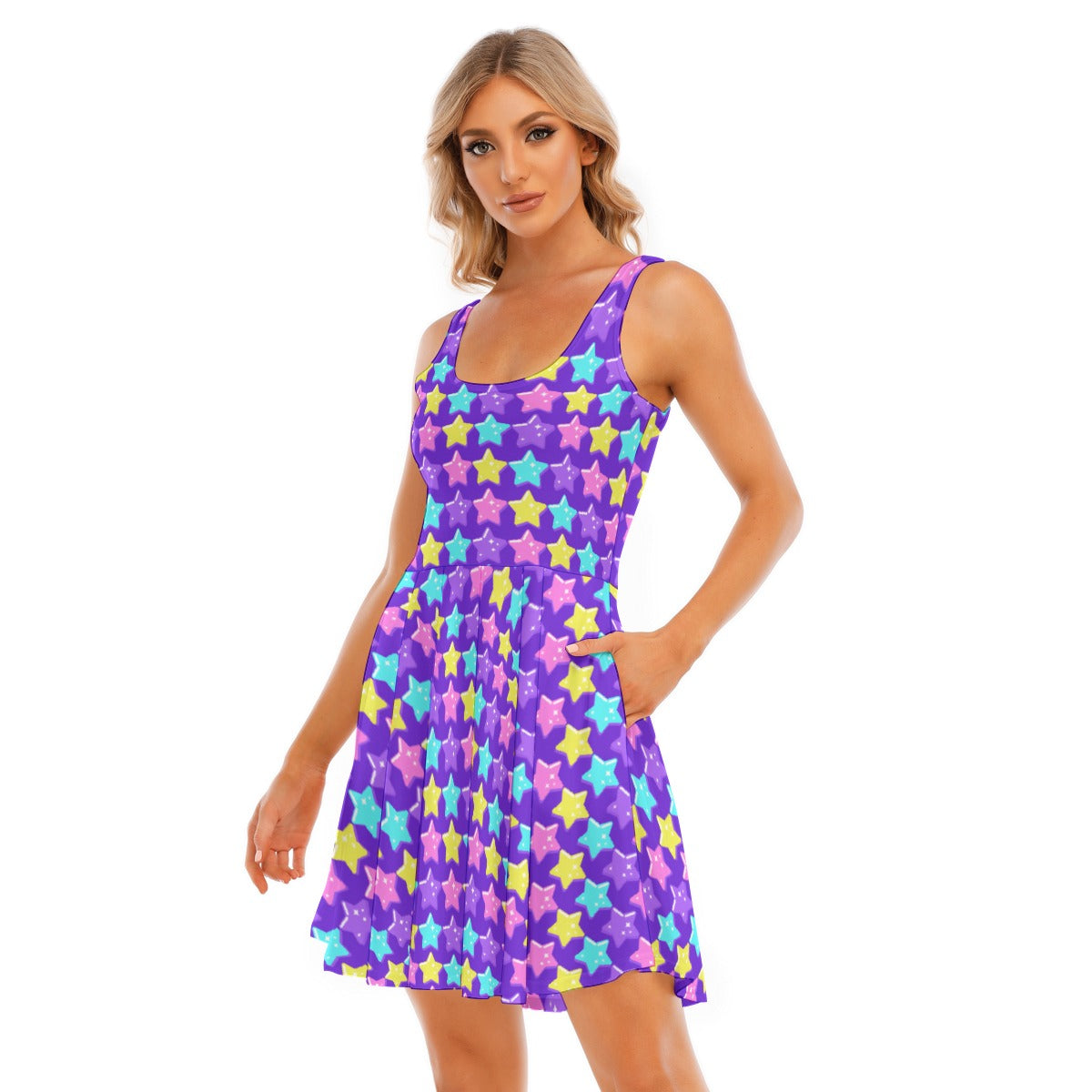 purple sleeveless skater dress Plum Purple Skater Dress - Sleeveless Mini Dress - V-Neck Dress