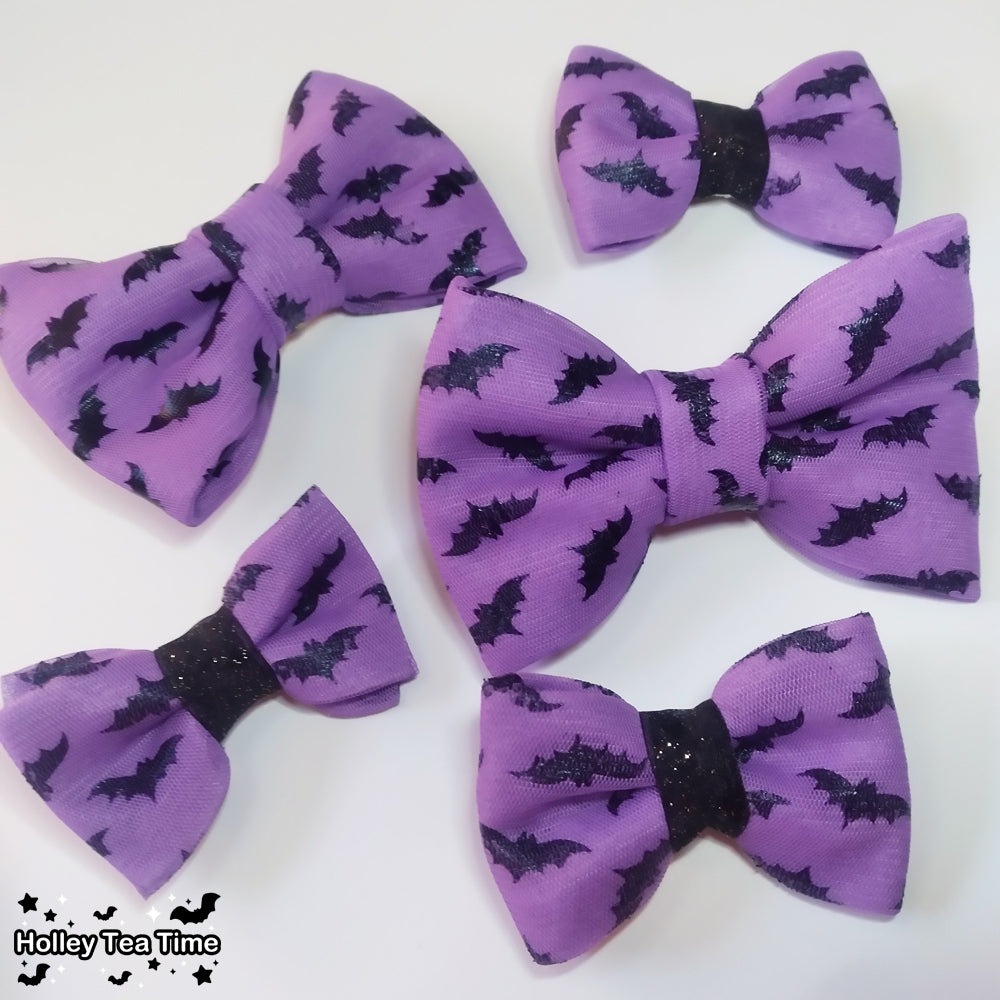Spooky Cutie Bats Hair Bow Pin & Clip (Medium Size)