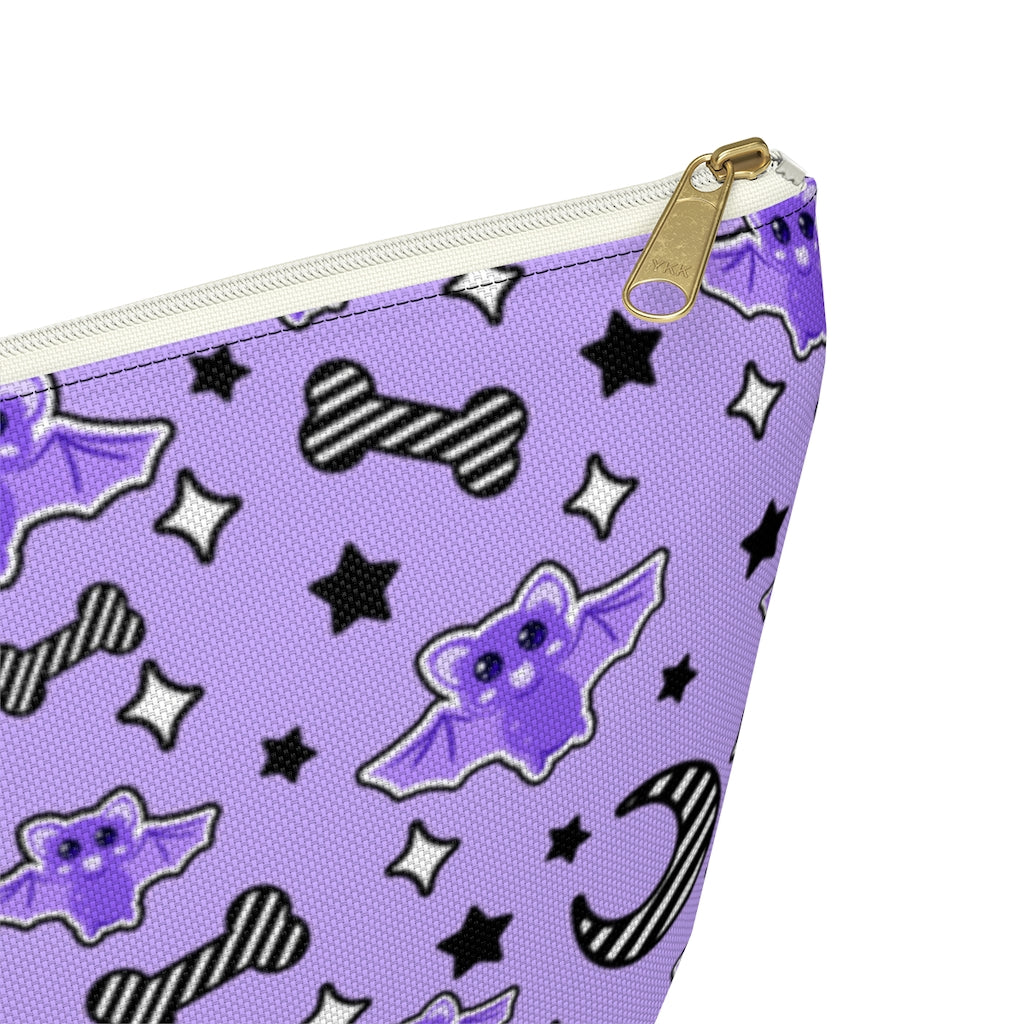 Magical Kawaii Spooky Bats Purple Accessory Pouch w T-bottom