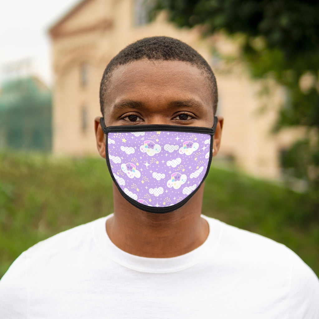 Shooting Star Clouds Purple Mixed-Fabric Face Mask