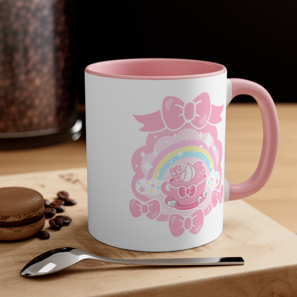 Teatime Fantasy Pink Accent Coffee Mug, 11oz