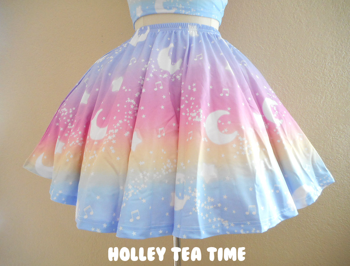 Magical Fairy Time - Rainbow Sunset Skater Skirt [Made To Order]