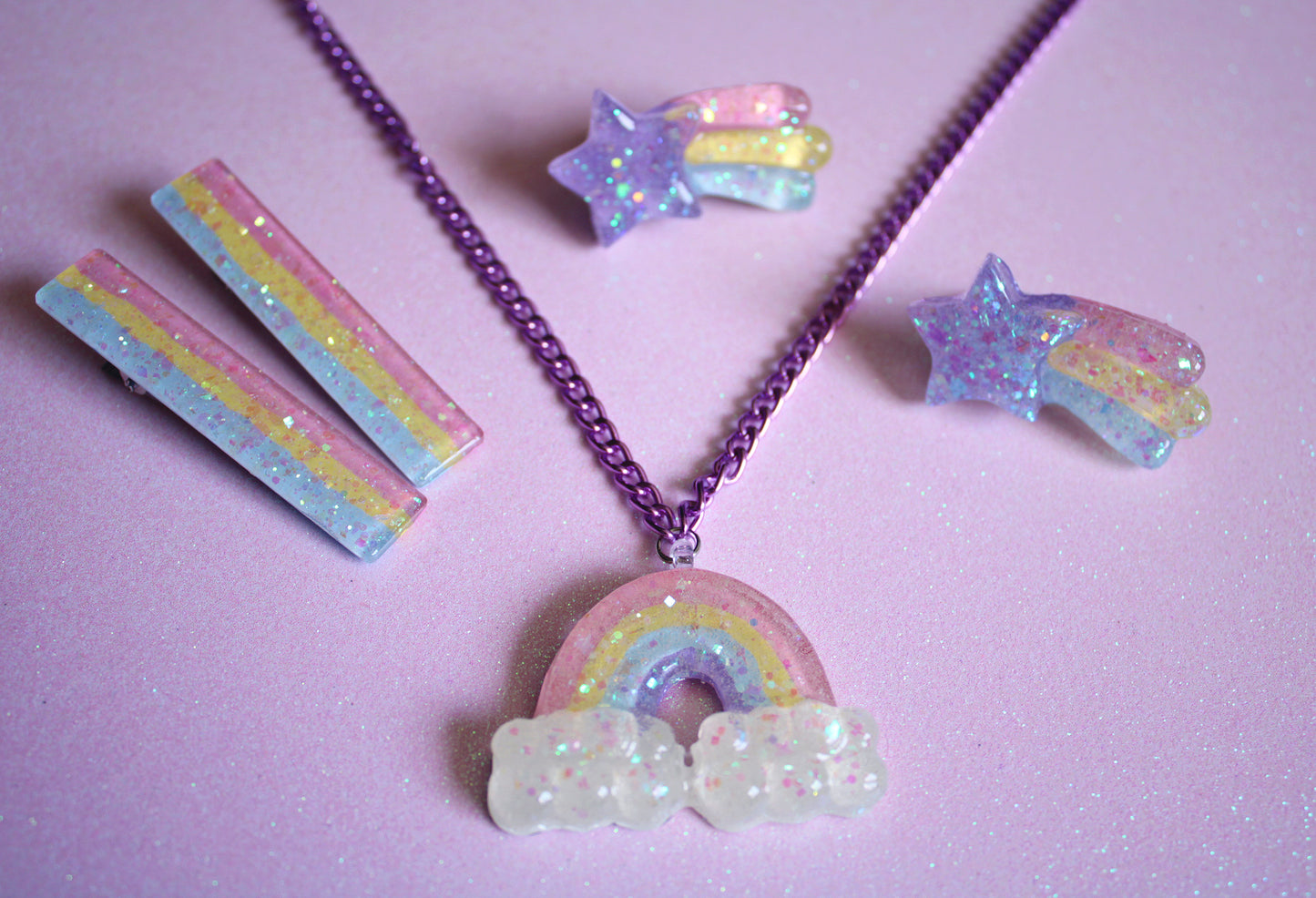 Rainbow Glitter Sparkle Hair Clips (Set of 2)