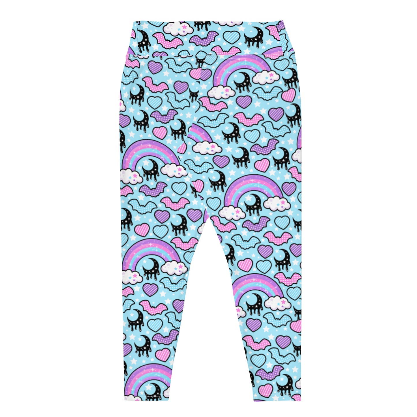Rainbow Spooky Bats Blue Plus Size Leggings