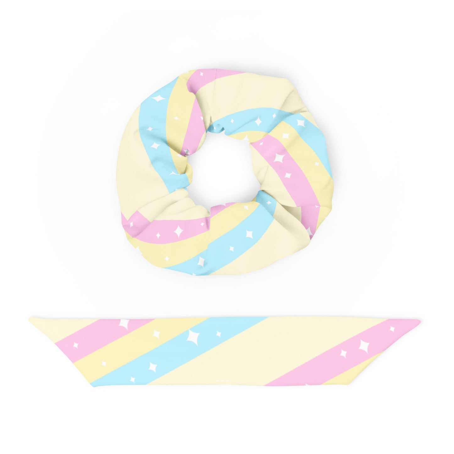 Teatime Fantasy Yellow Rainbow Scrunchie
