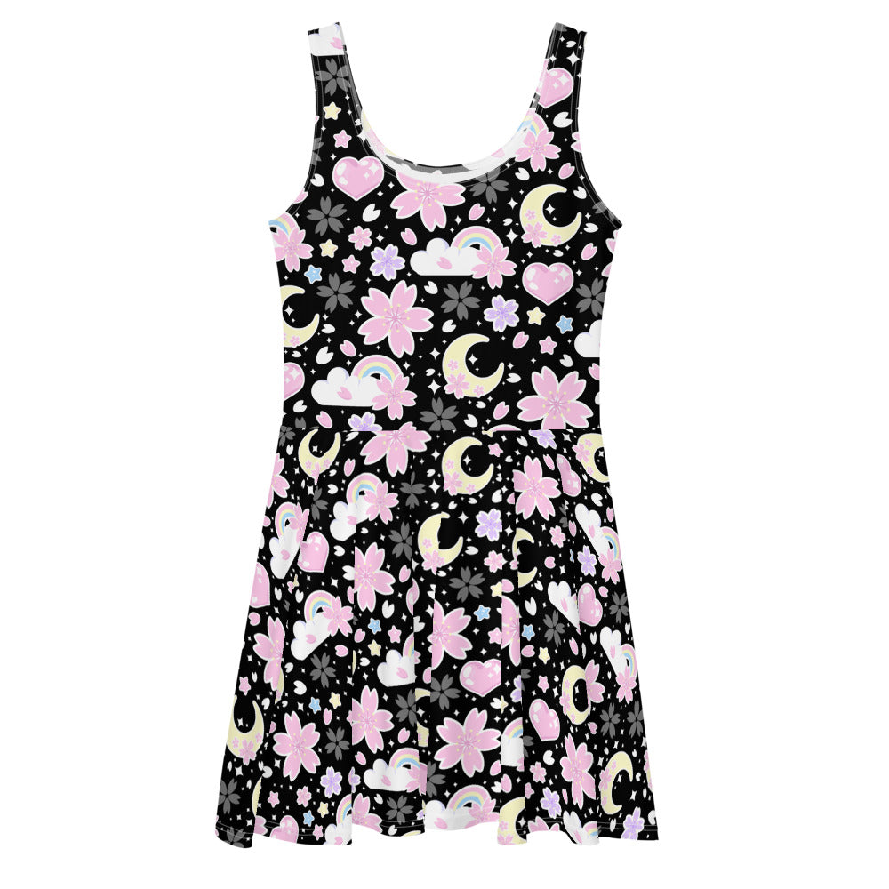 cherry blossom skater dress Fkelyi Cherry Blossom Long Sleeve Dress Size 5-6 T Stretchy Crew Neck Dress for Girls Midi Length Comfortable Swing Twirl Skater Dress, Girl's, Size: