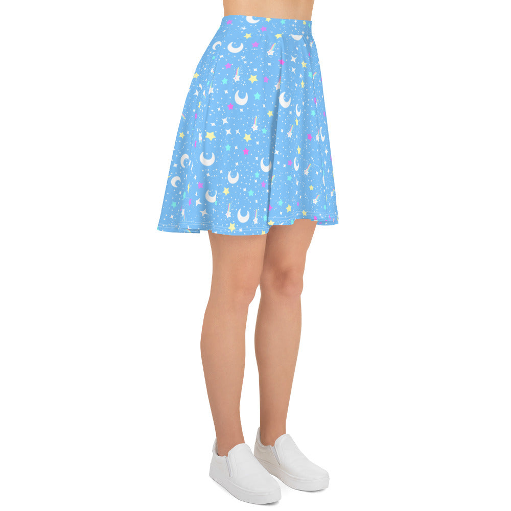 Starry Glitter Blue Skater Skirt