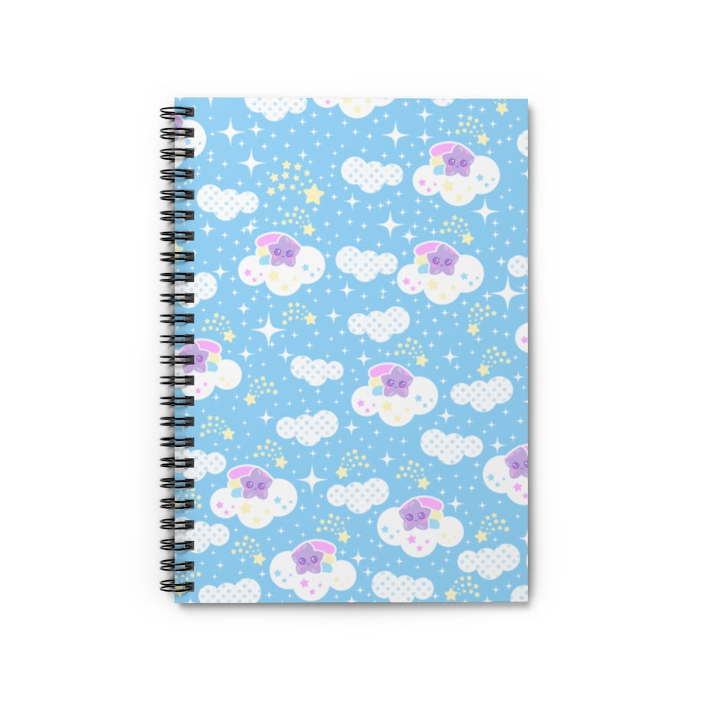 Shooting Star Clouds Blue Spiral Notebook - Ruled Line