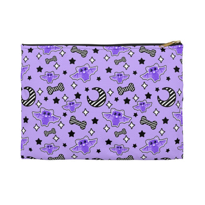 Magical Kawaii Spooky Bats Purple Accessory Pouch