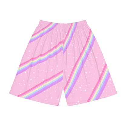 Kawaii Sparkle Cake Rainbow Beam Men's Gym Shorts