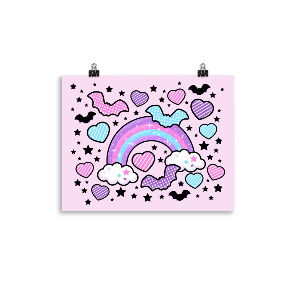 Rainbow Spooky Bats 11″×14″ Art Print Poster