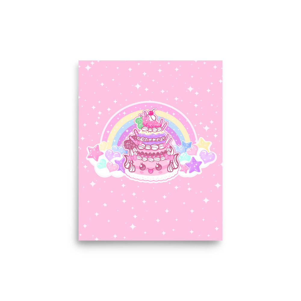 Kawaii Sparkle Cake Art Print Poster