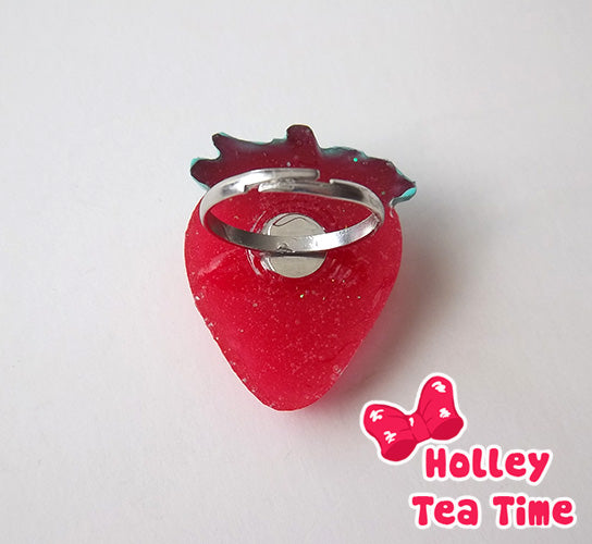 Red strawberry resin ring