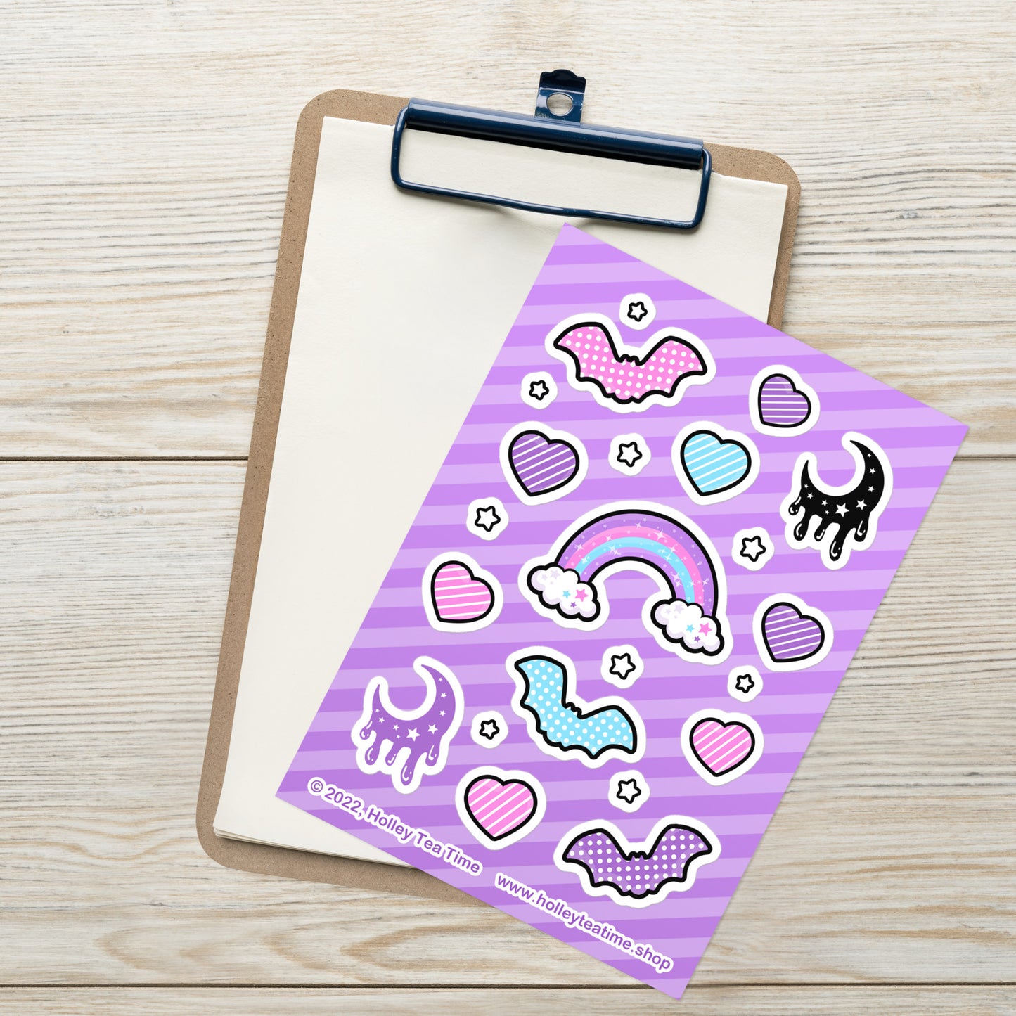 Rainbow Spooky Bats Sticker Sheet
