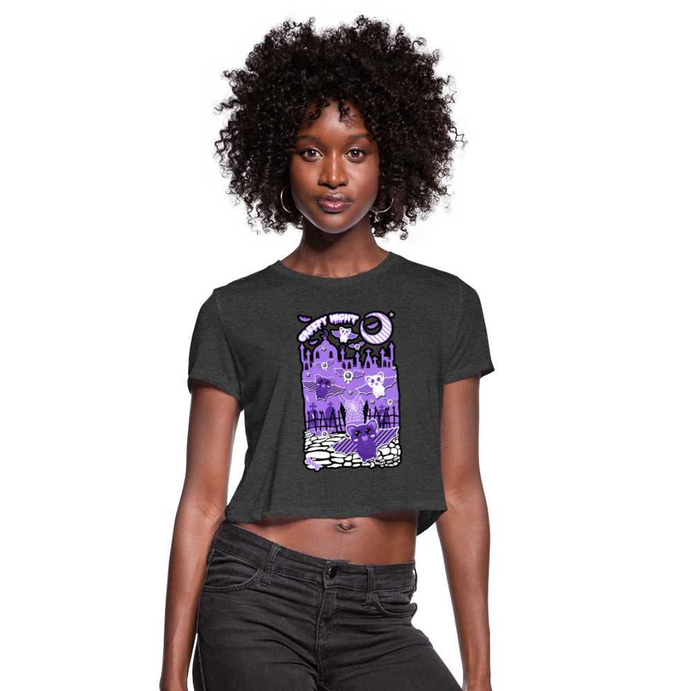 Creepy Night Women's Cropped T-Shirt - deep heather