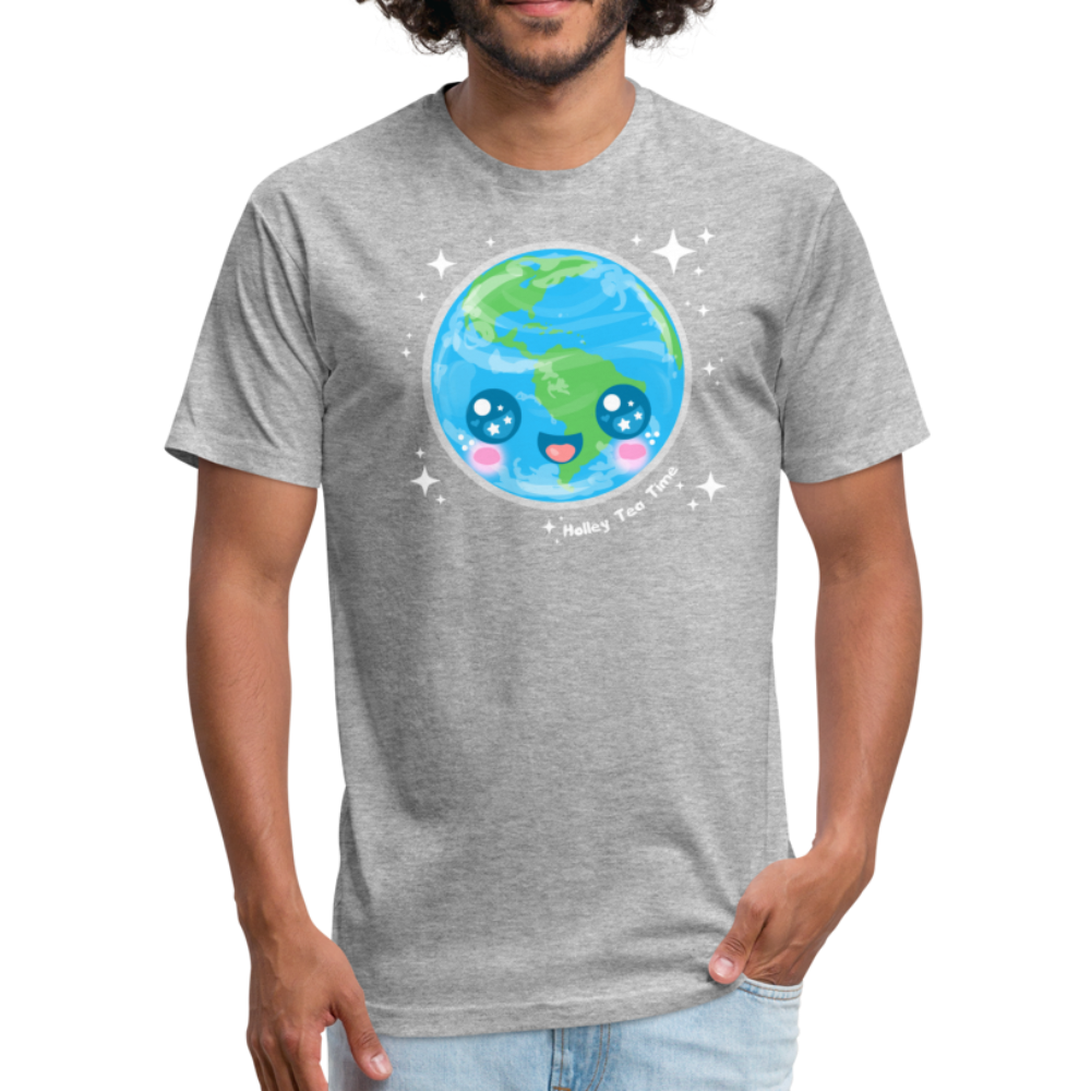 Kawaii Earth Fitted Cotton/Poly T-Shirt - heather gray