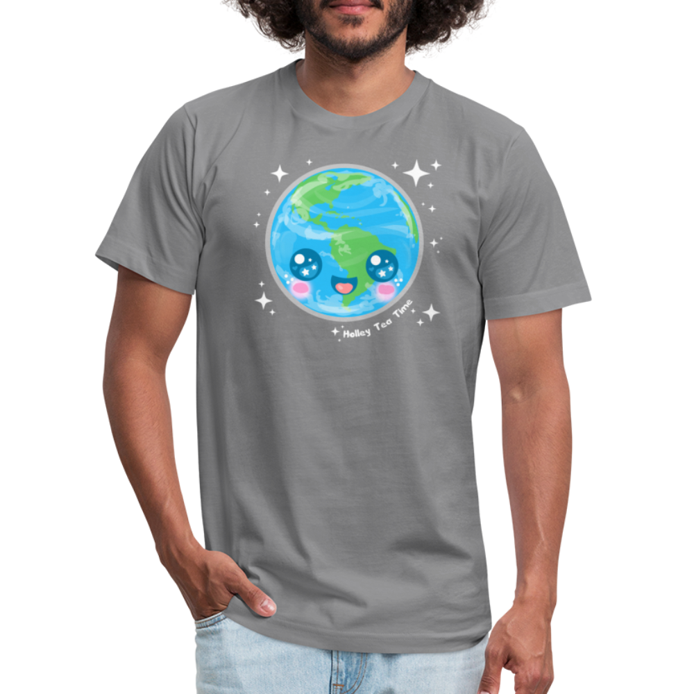 Kawaii Earth Unisex Jersey T-Shirt - slate