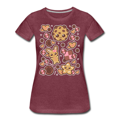 Kawaii Cookies Women’s Premium T-Shirt - heather burgundy