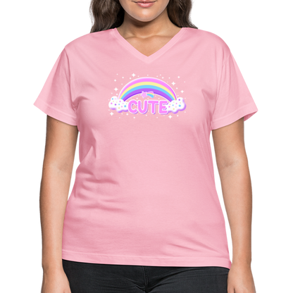 Rainbow Cute Magic Women's V-Neck T-Shirt - pink